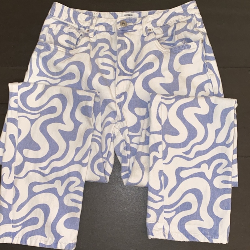 Cotton On Size 8 Long Straight Jeans In Blue Swirl - Picture 6 of 15